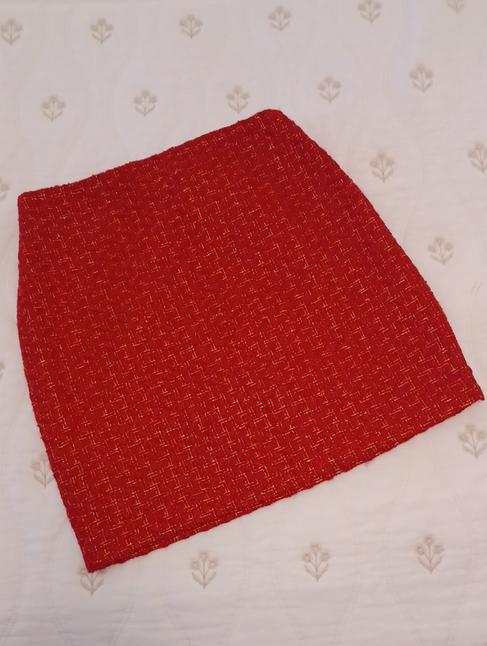 Boston Proper Tweed Metallic Skirt in Red/Gold - Never Worn